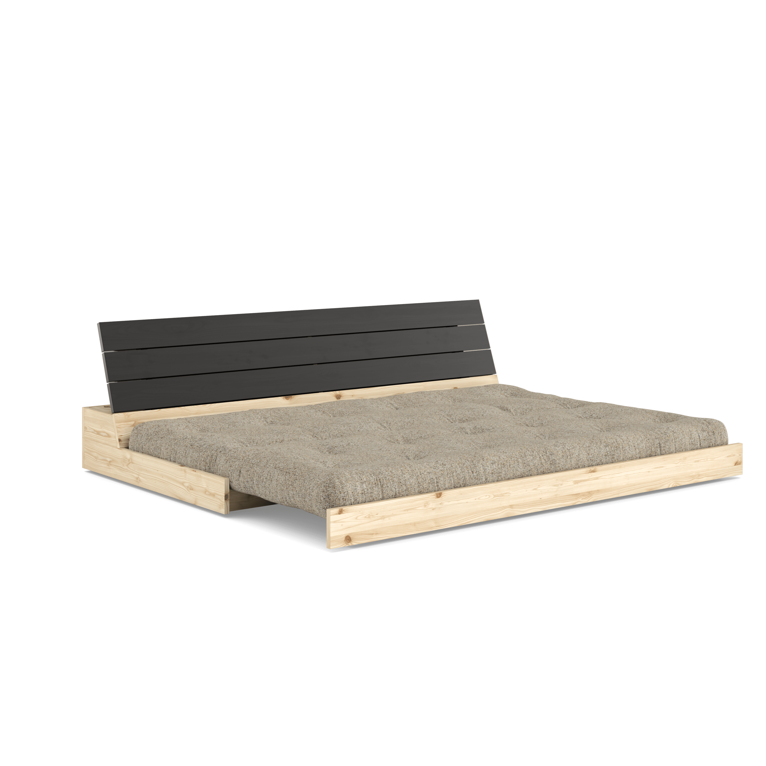 BASE BLACK NIGHT LACQUERED W. 5-LAYER MIXED MATTRESS WARM SAND