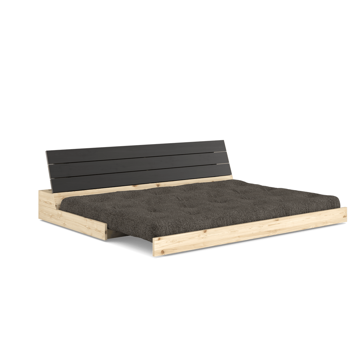 BASE BLACK NIGHT LACQUERED W. 5-LAYER MIXED MATTRESS MELLOW BROWN