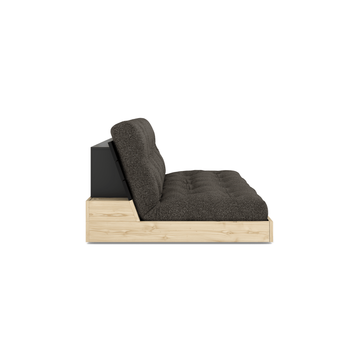 BASE BLACK NIGHT LACQUERED W. 5-LAYER MIXED MATTRESS MELLOW BROWN