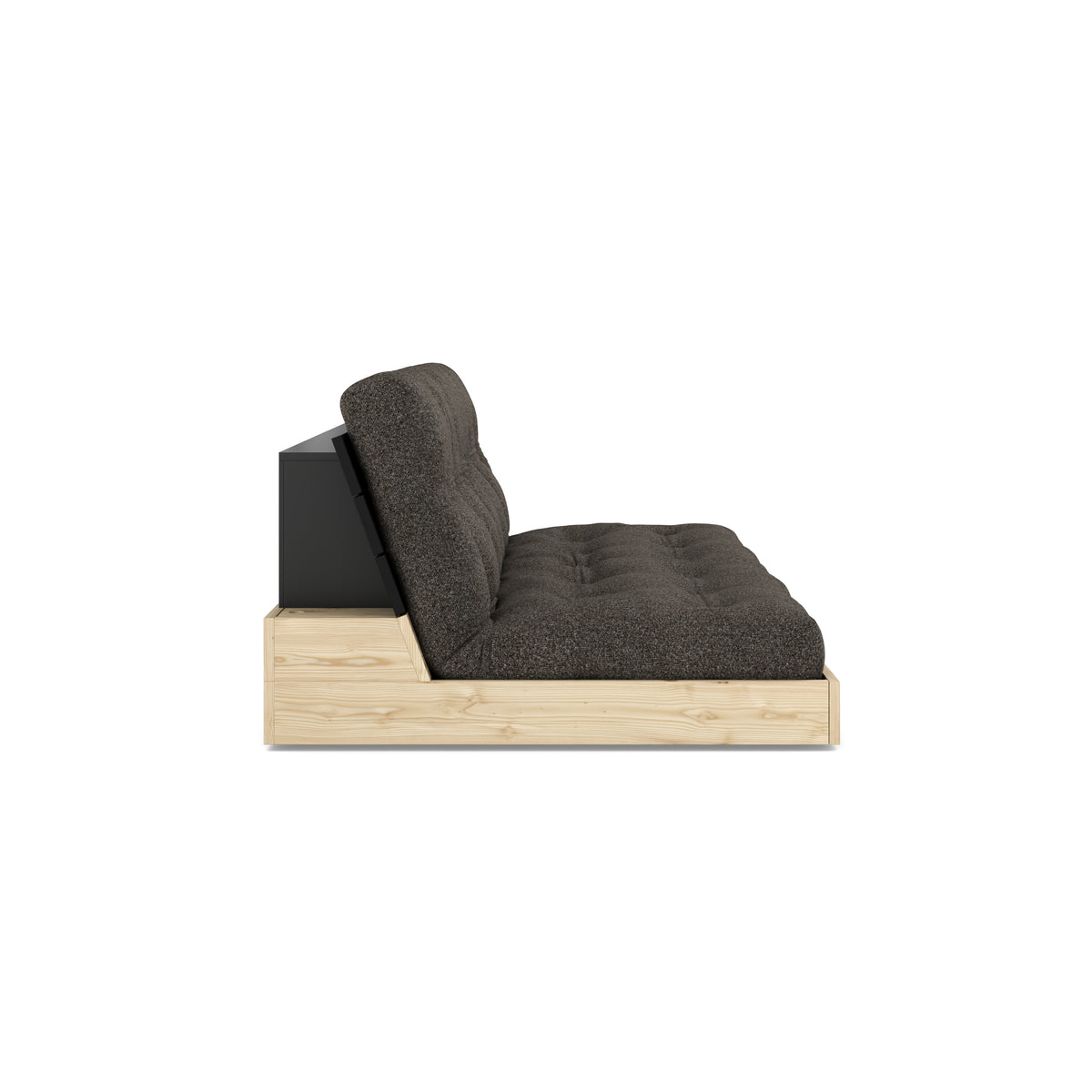 BASE BLACK NIGHT LACQUERED W. 5-LAYER MIXED MATTRESS MELLOW BROWN