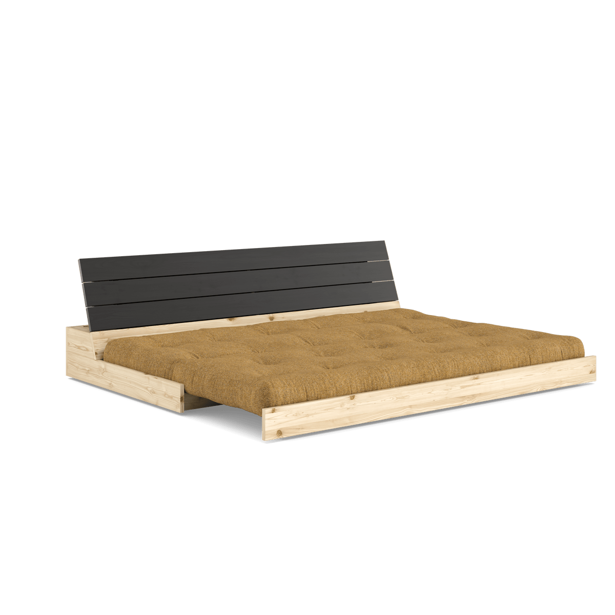 BASE BLACK NIGHT LACQUERED W. 5-LAYER MIXED MATTRESS GOLDEN OCHRE