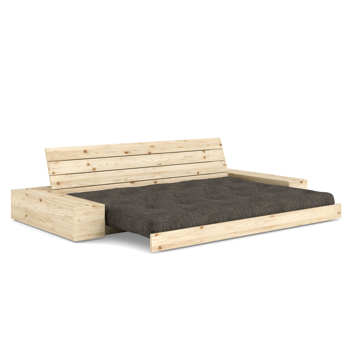 BASE CLEAR LACQUERED W. 2 SIDEBOXES CLEAR W. 5-LAYER MIXED MATTRESS MELLOW BROWN