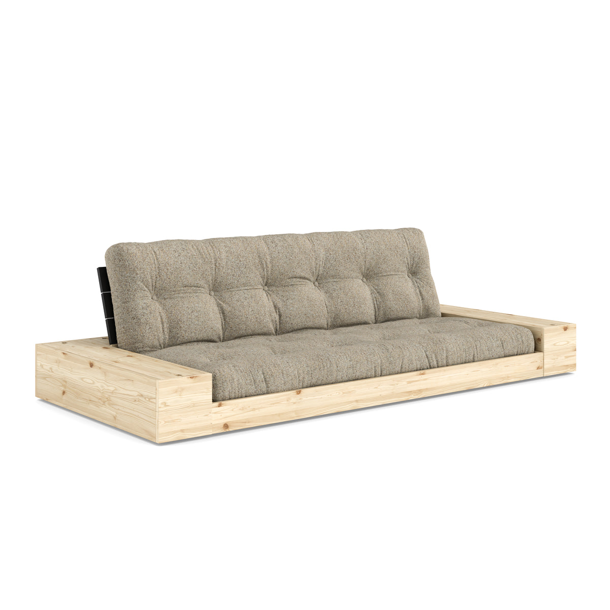 BASE BLACK NIGHT LACQUERED W. 2 SIDEBOXES CLEAR W. 5-LAYER MIXED MATTRESS WARM SAND