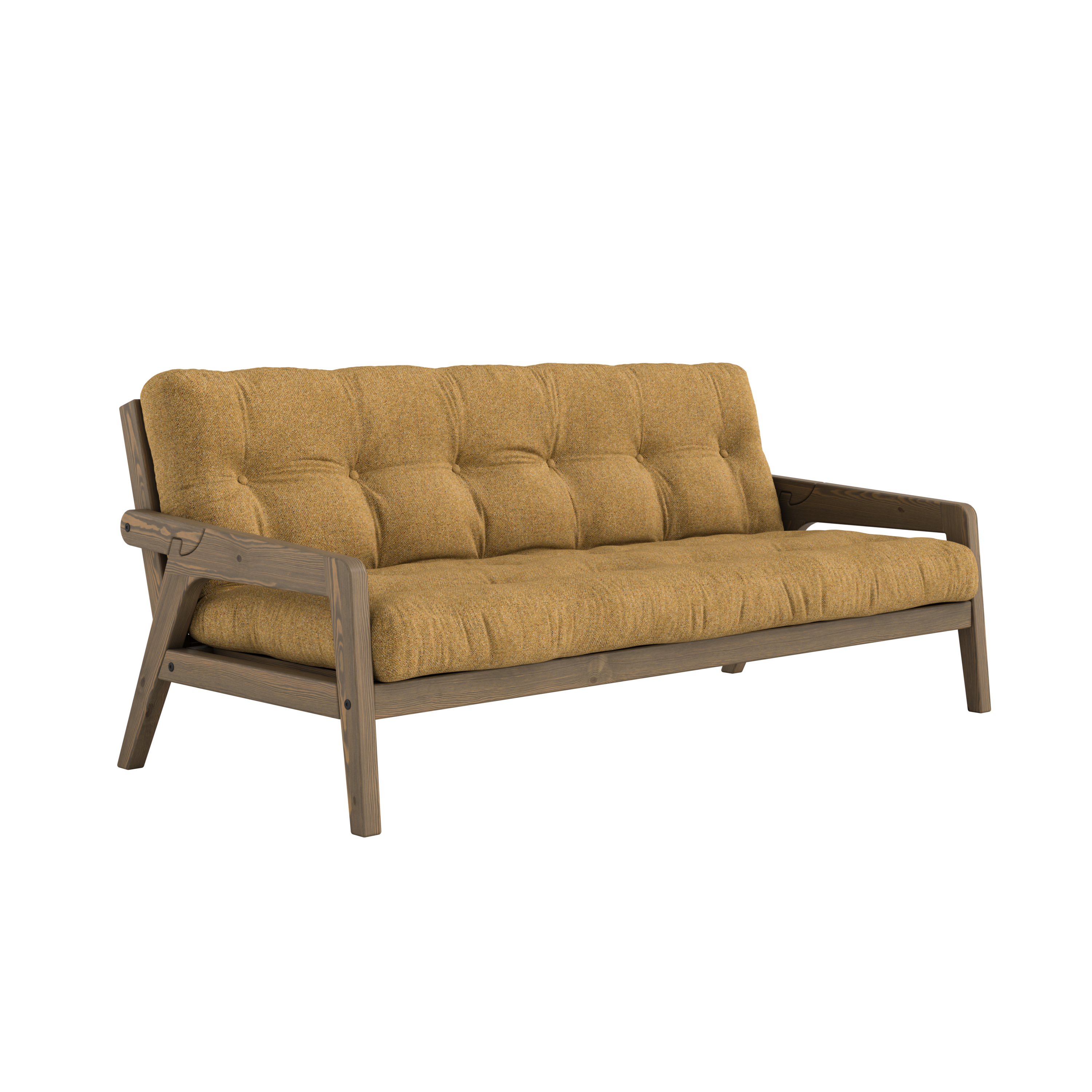 GRAB CAROB BROWN LACQUERED W. 5-LAYER MIXED MATTRESS GOLDEN OCHRE