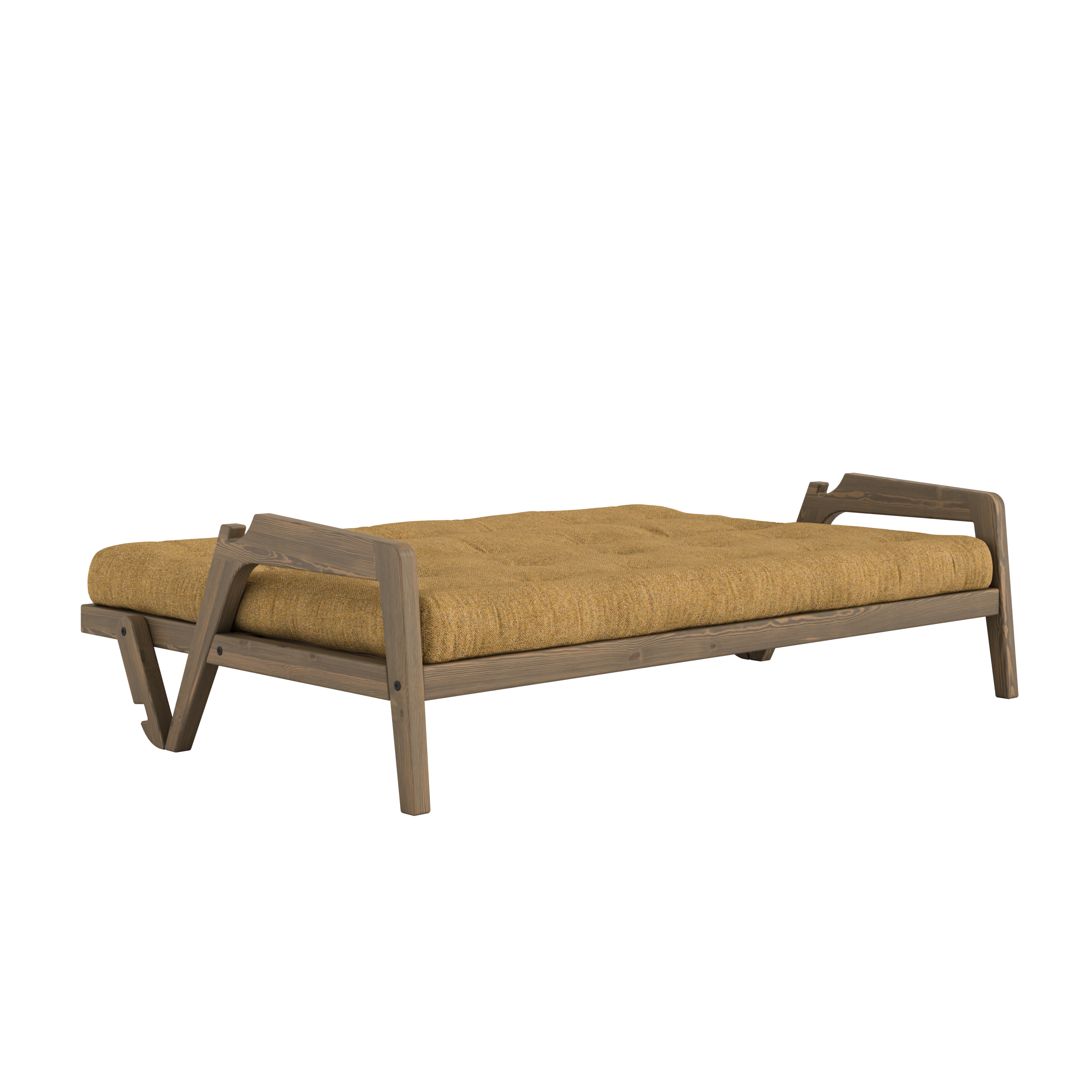 GRAB CAROB BROWN LACQUERED W. 5-LAYER MIXED MATTRESS GOLDEN OCHRE