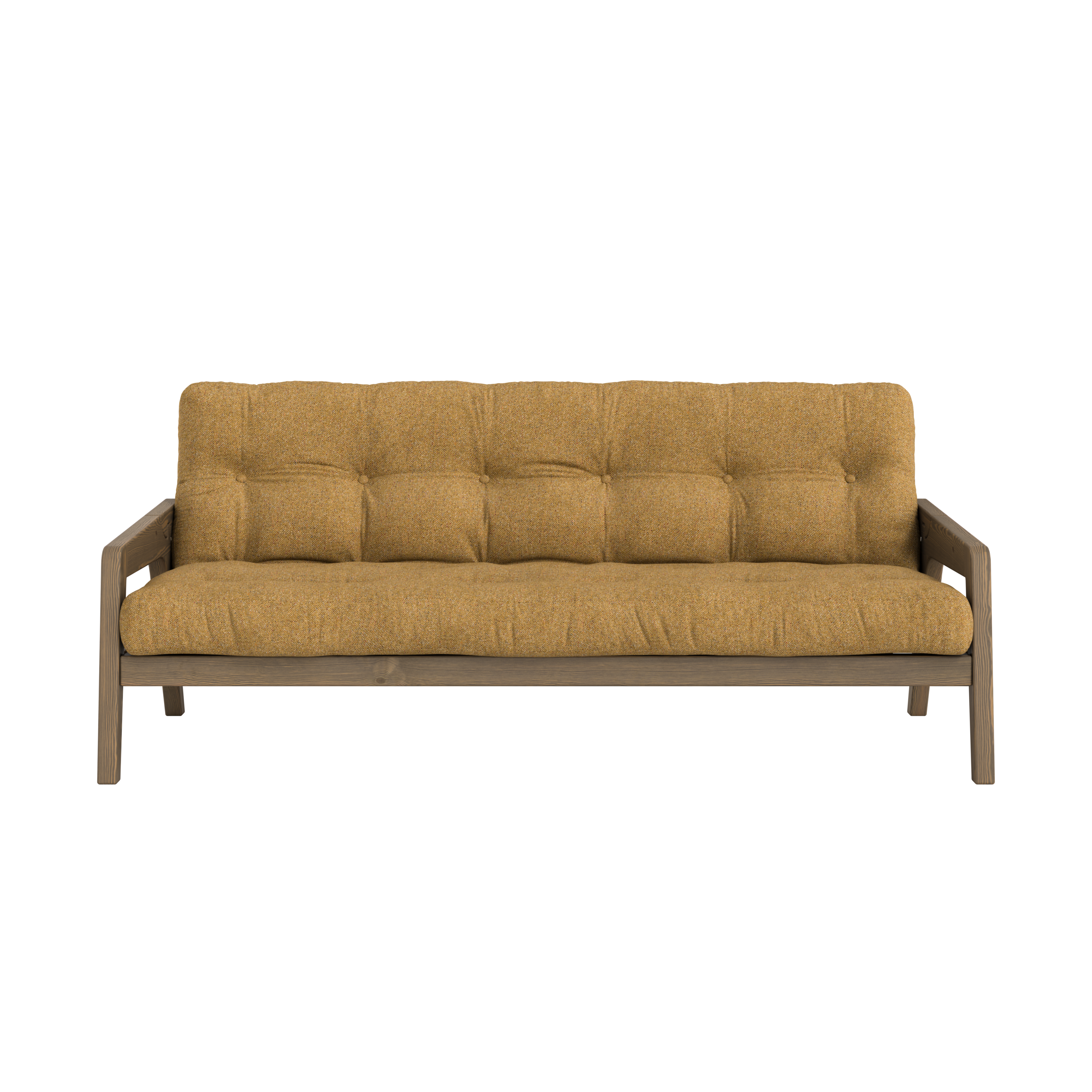 GRAB CAROB BROWN LACQUERED W. 5-LAYER MIXED MATTRESS GOLDEN OCHRE