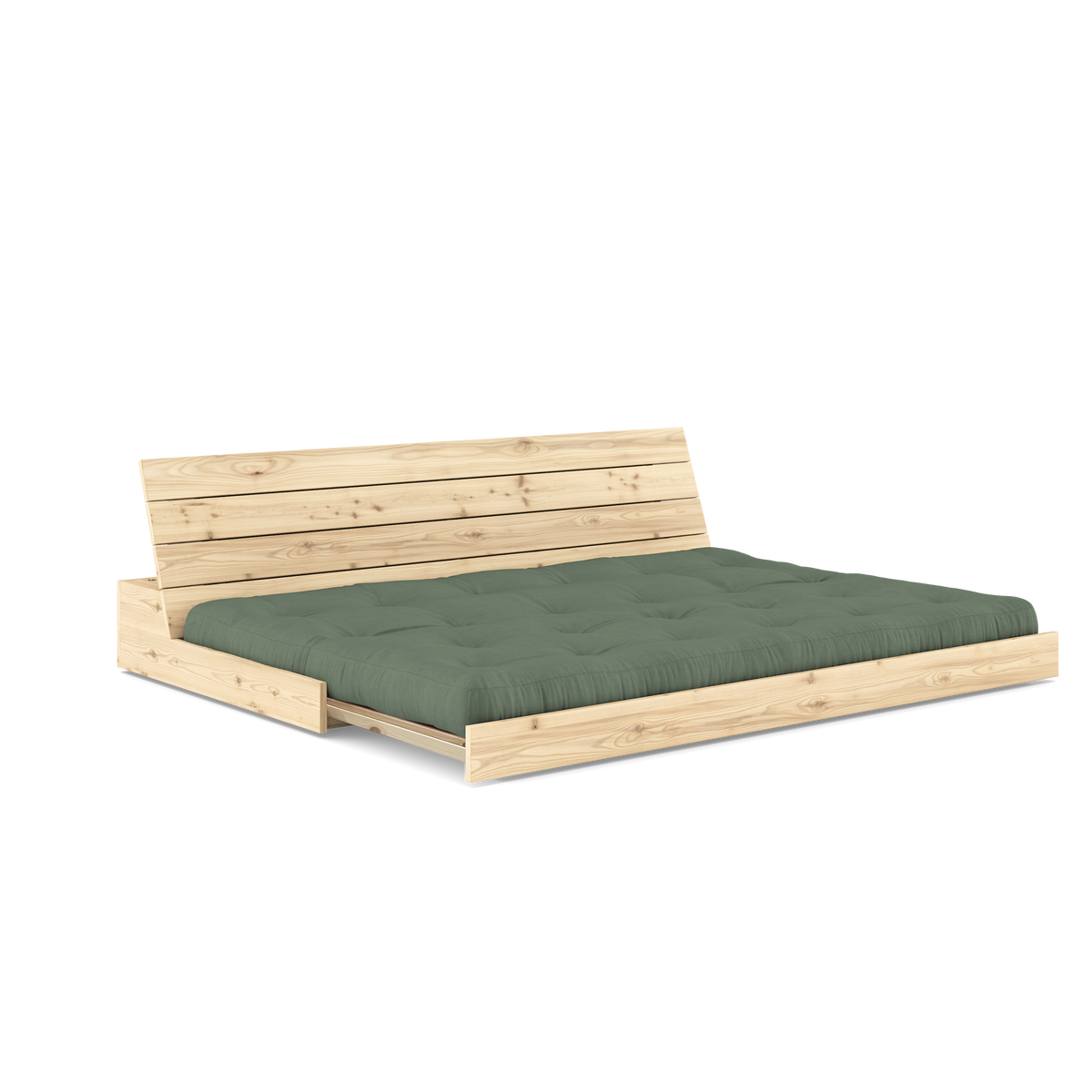 BASE CLEAR LACQUERED W. 5-LAYER MIXED MATTRESS OLIVE GREEN