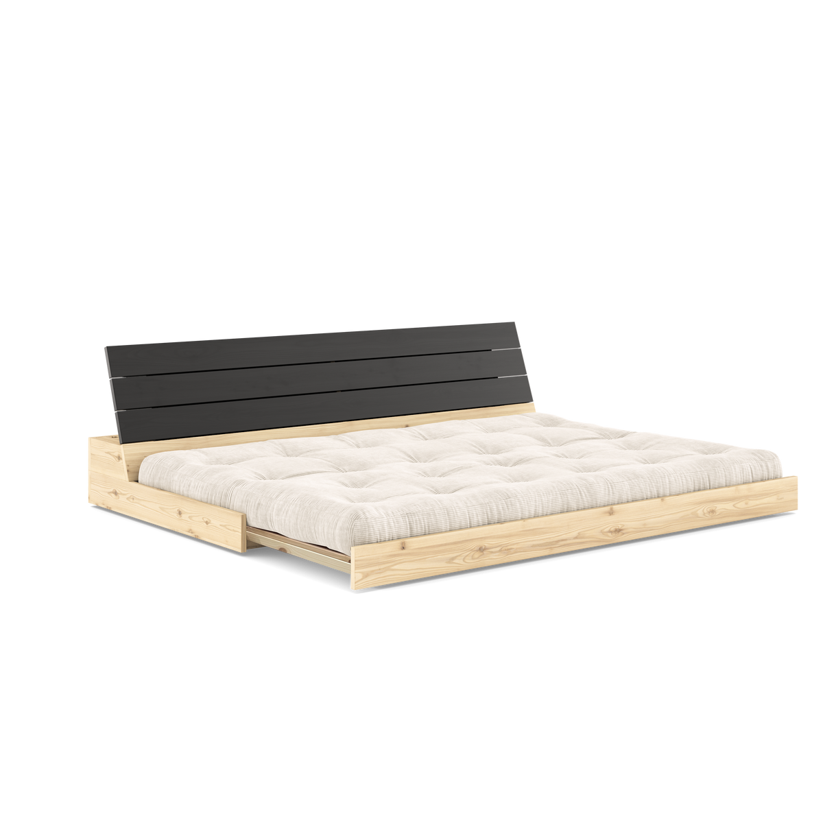 BASE BLACK NIGHT LACQUERED W. 5-LAYER MIXED MATTRESS IVORY