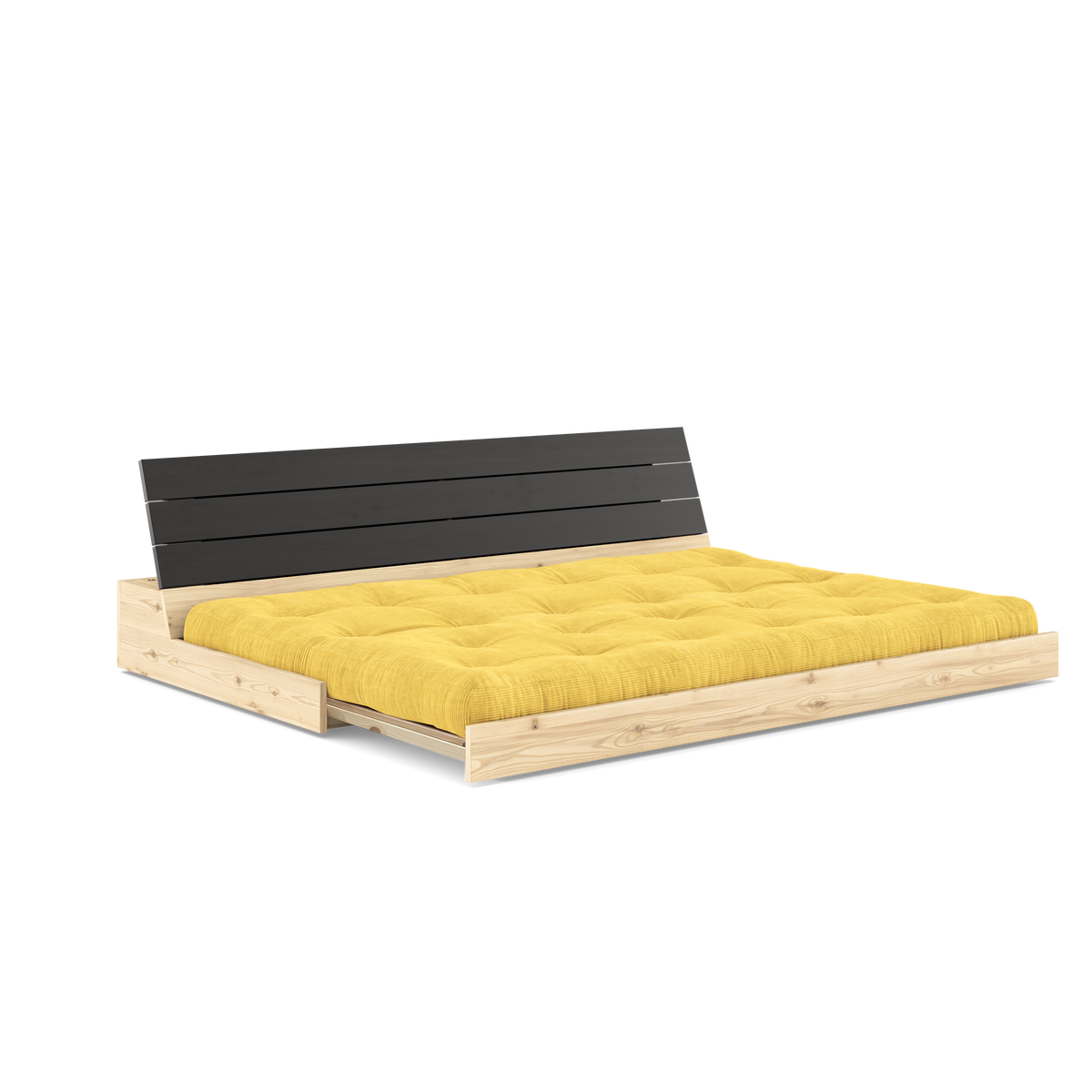 BASE BLACK NIGHT LACQUERED W. 5-LAYER MIXED MATTRESS HONEY