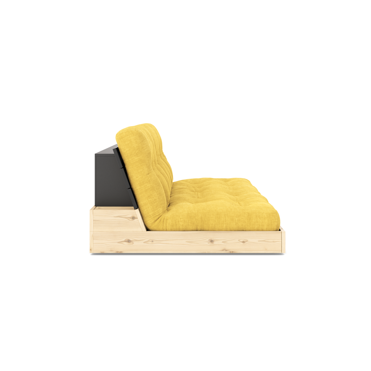 BASE BLACK NIGHT LACQUERED W. 5-LAYER MIXED MATTRESS HONEY