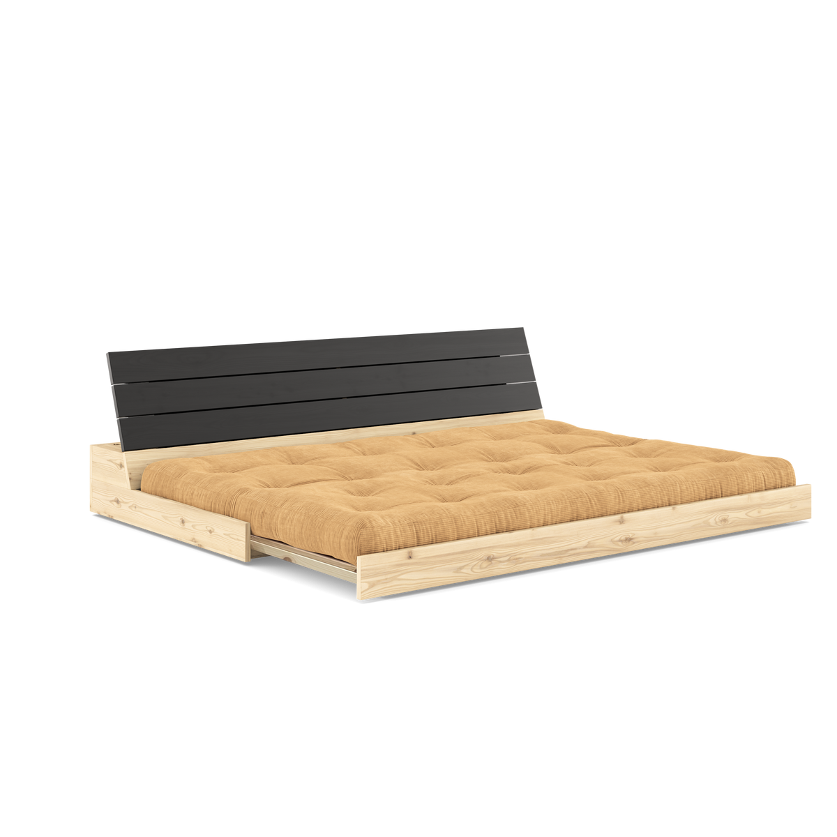 BASE BLACK NIGHT LACQUERED W. 5-LAYER MIXED MATTRESS FUDGE BROWN