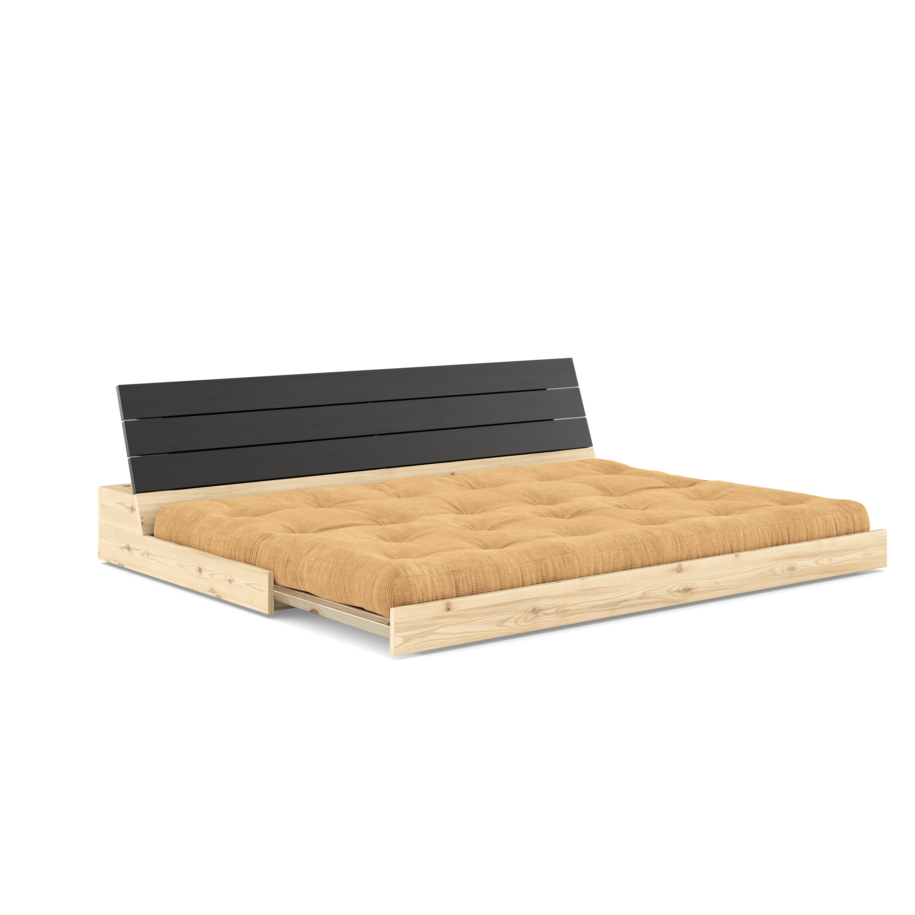 BASE BLACK NIGHT LACQUERED W. 5-LAYER MIXED MATTRESS FUDGE BROWN