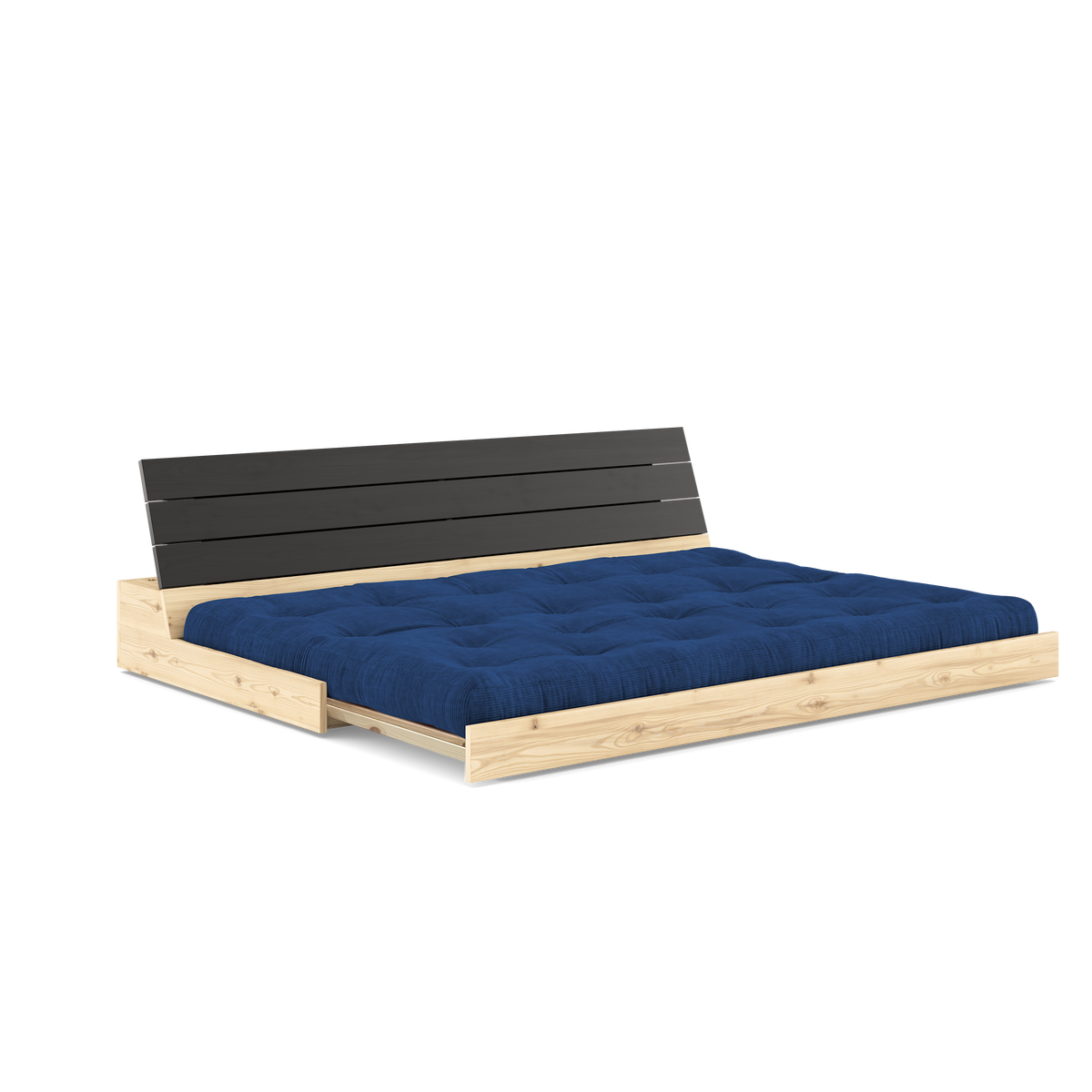 BASE BLACK NIGHT LACQUERED W. 5-LAYER MIXED MATTRESS ROYAL BLUE