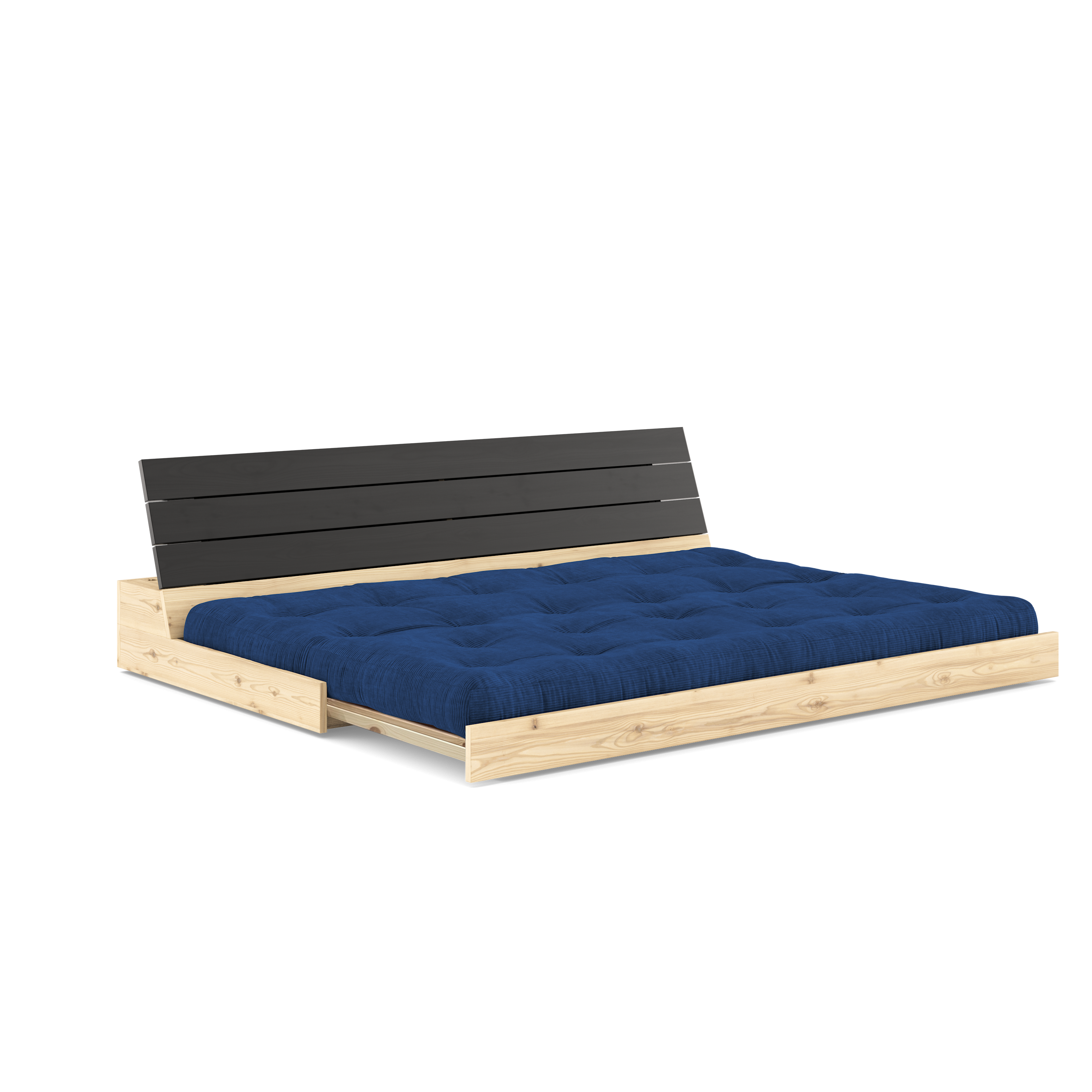 BASE BLACK NIGHT LACQUERED W. 5-LAYER MIXED MATTRESS ROYAL BLUE
