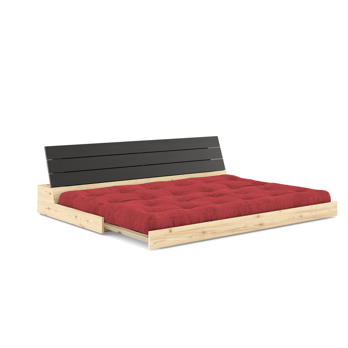 BASE BLACK NIGHT LACQUERED W. 5-LAYER MIXED MATTRESS RUBY RED