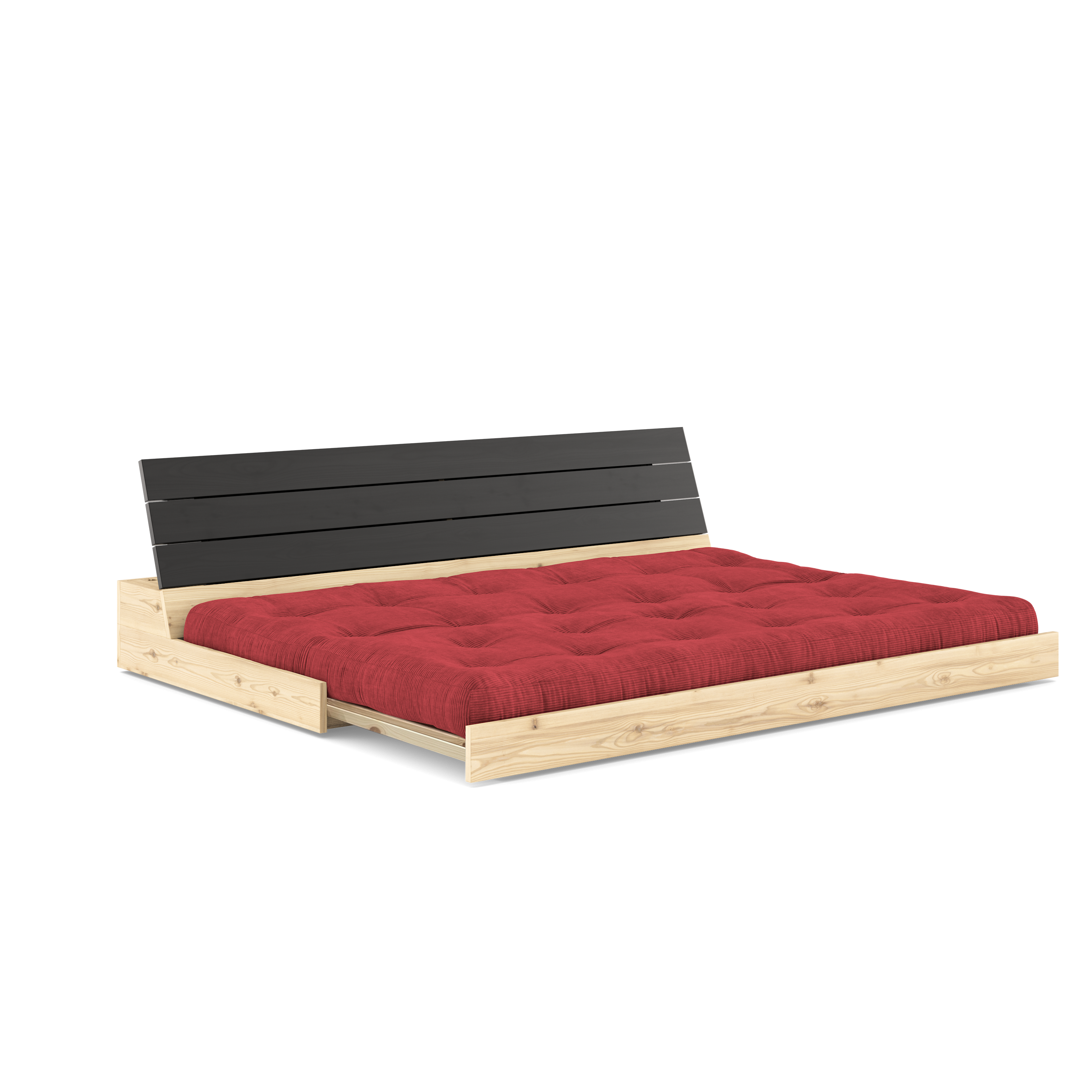 BASE BLACK NIGHT LACQUERED W. 5-LAYER MIXED MATTRESS RUBY RED