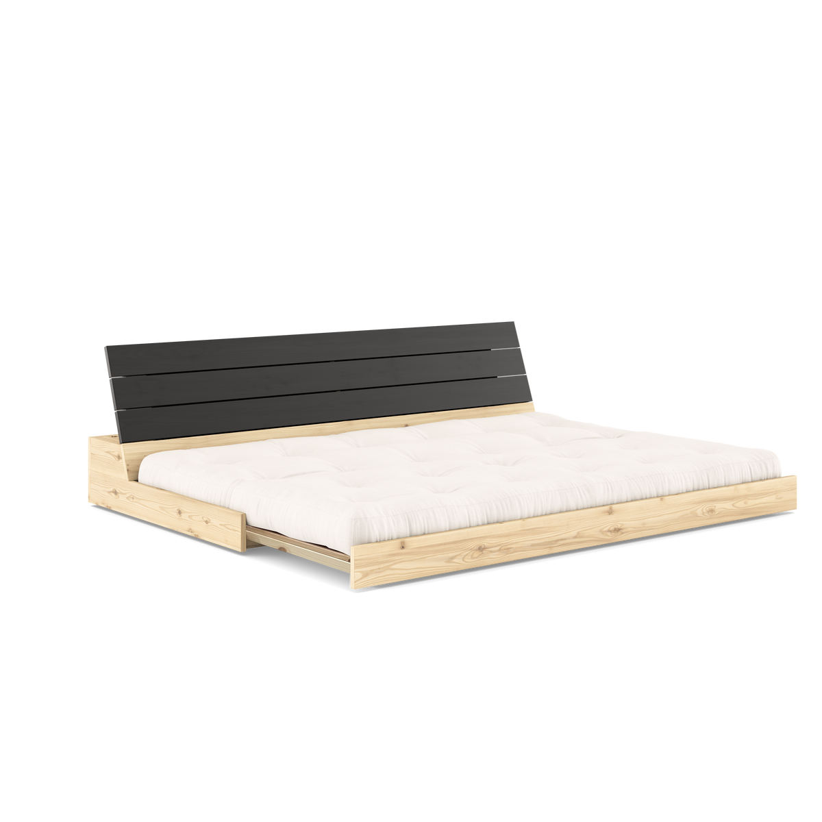 BASE BLACK NIGHT LACQUERED W. 5-LAYER MIXED MATTRESS NATURAL