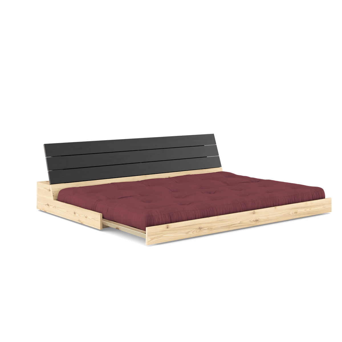 BASE BLACK NIGHT LACQUERED W. 5-LAYER MIXED MATTRESS BORDEAUX
