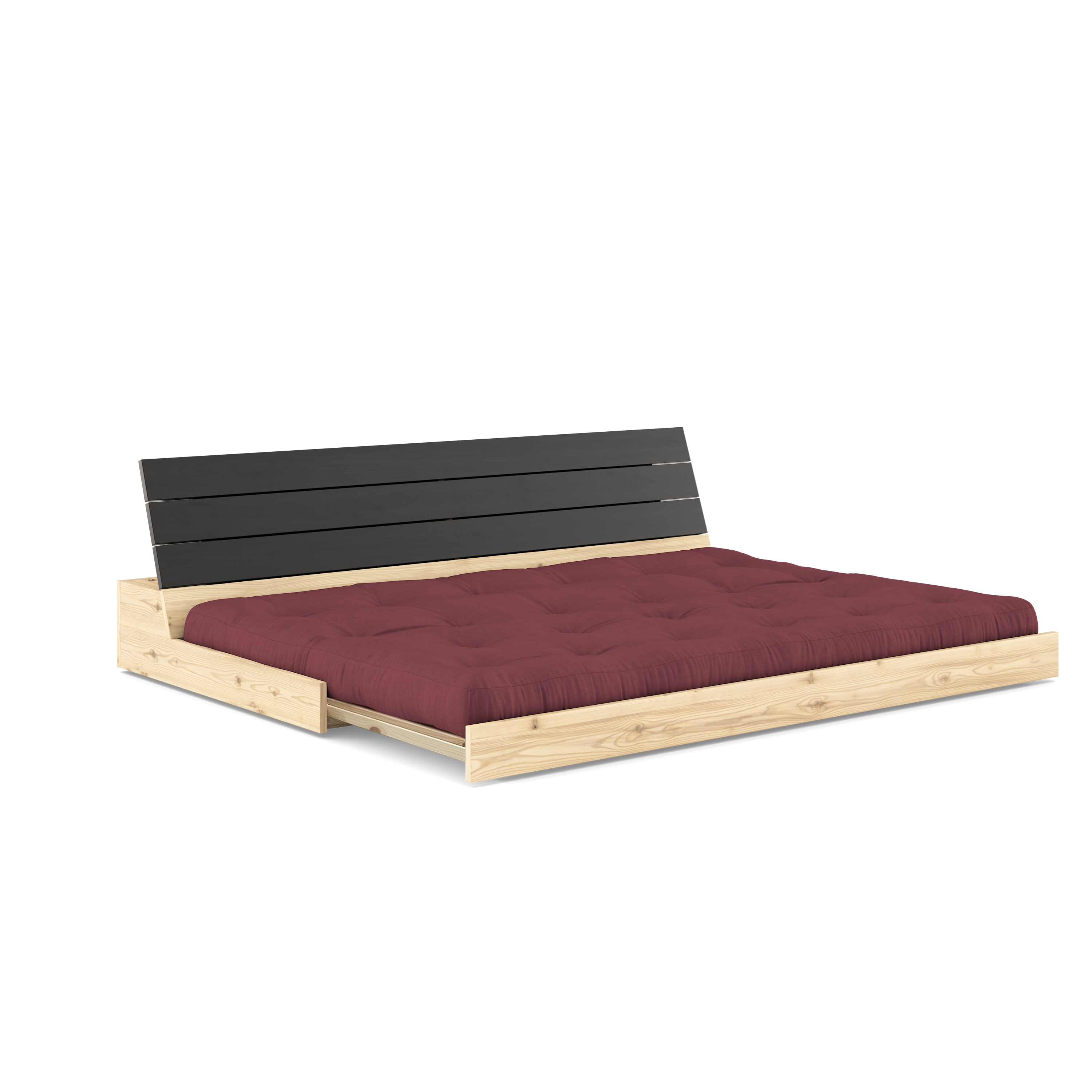 BASE BLACK NIGHT LACQUERED W. 5-LAYER MIXED MATTRESS BORDEAUX