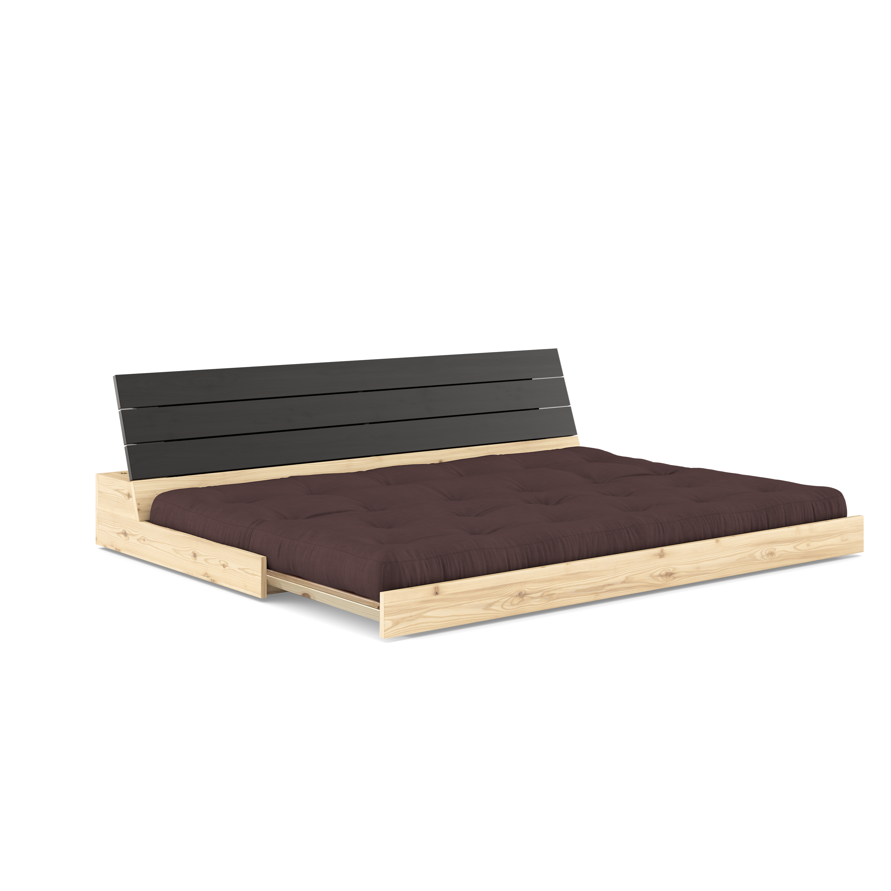 BASE BLACK NIGHT LACQUERED W. 5-LAYER MIXED MATTRESS BROWN