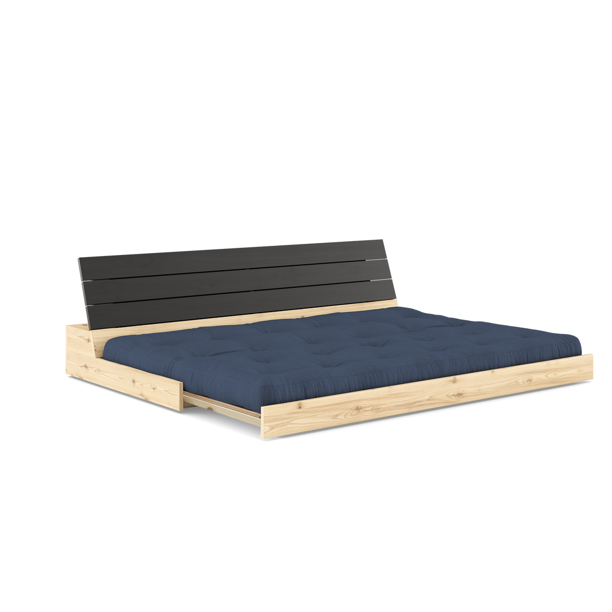 BASE BLACK NIGHT LACQUERED W. 5-LAYER MIXED MATTRESS NAVY