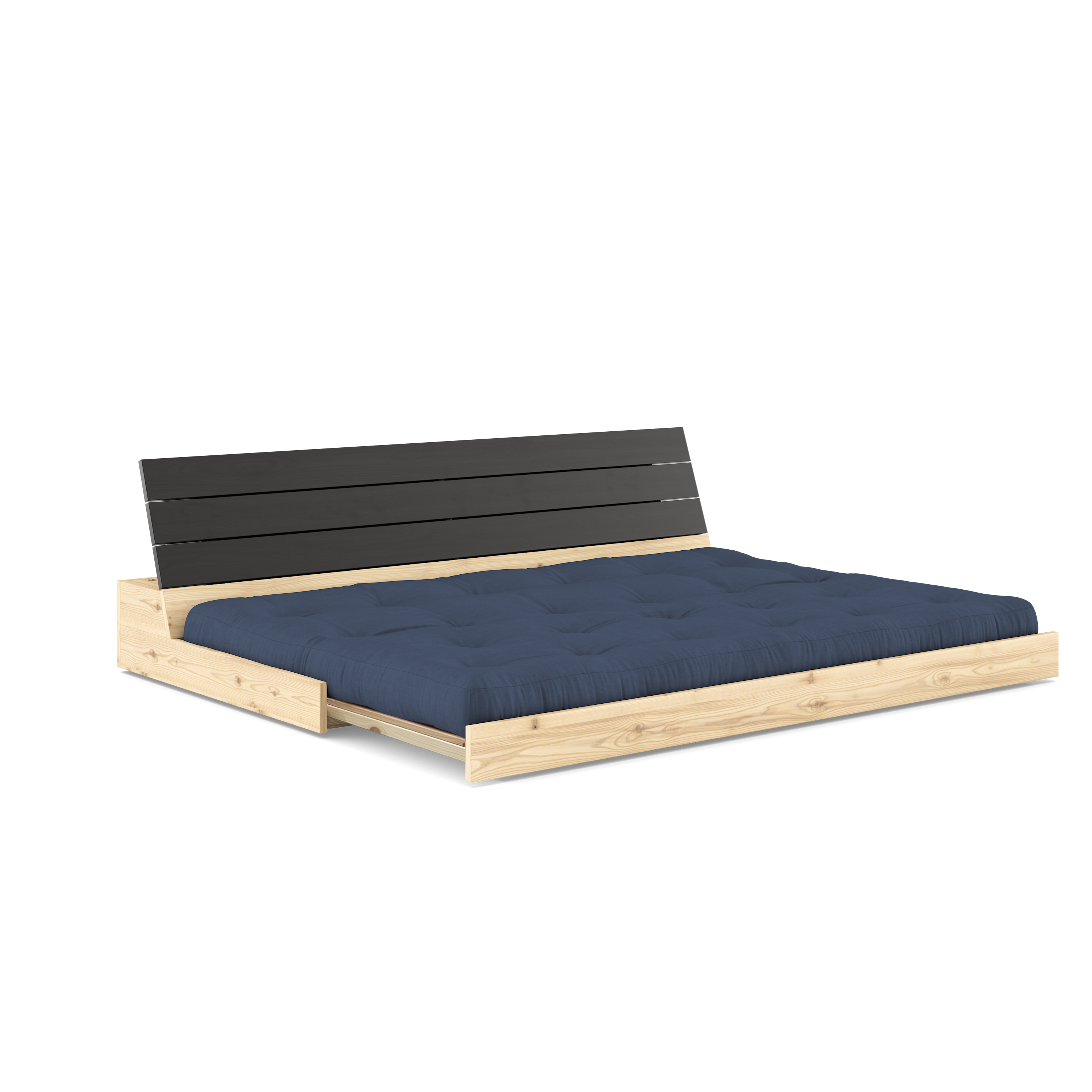 BASE BLACK NIGHT LACQUERED W. 5-LAYER MIXED MATTRESS NAVY