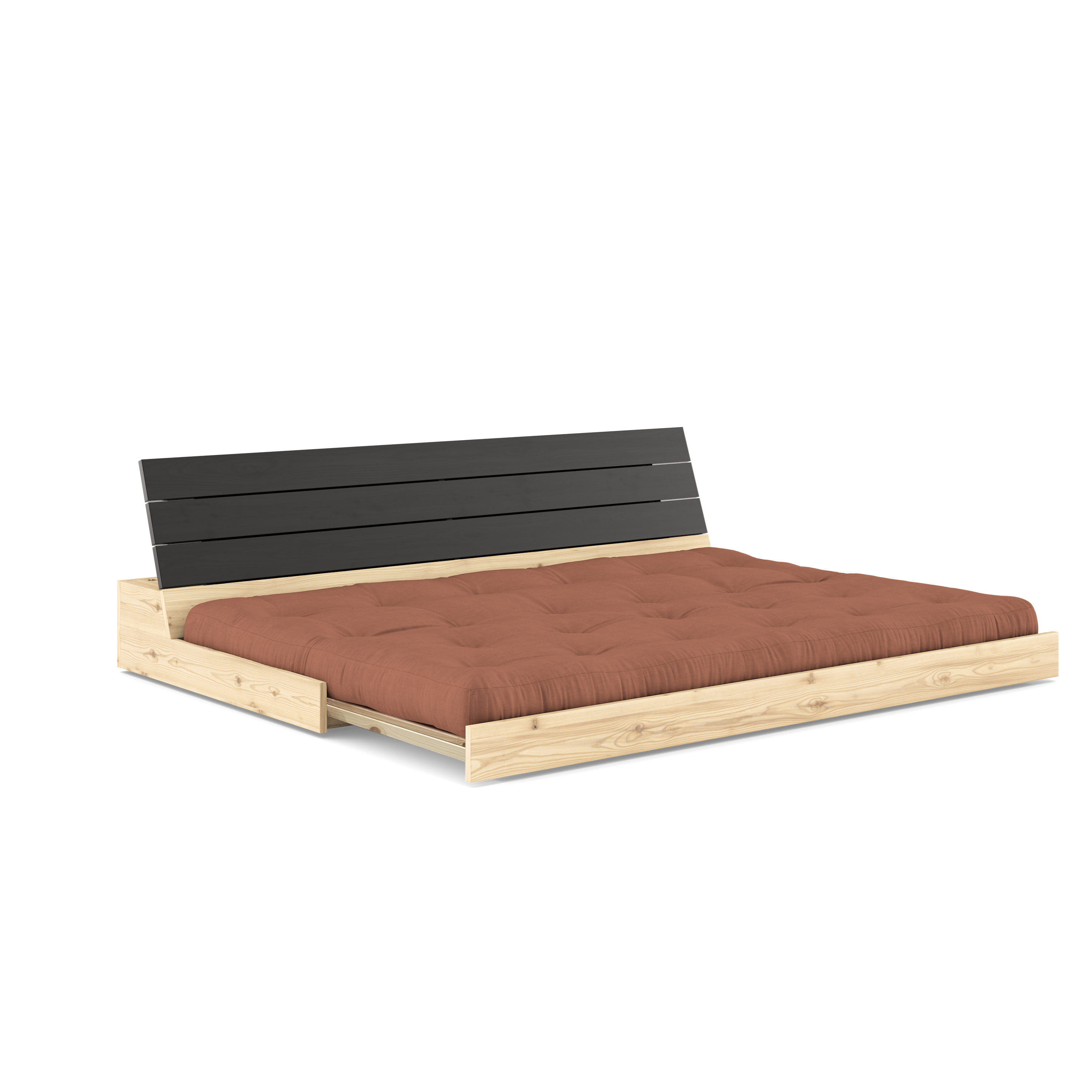 BASE BLACK NIGHT LACQUERED W. 5-LAYER MIXED MATTRESS CLAY BROWN