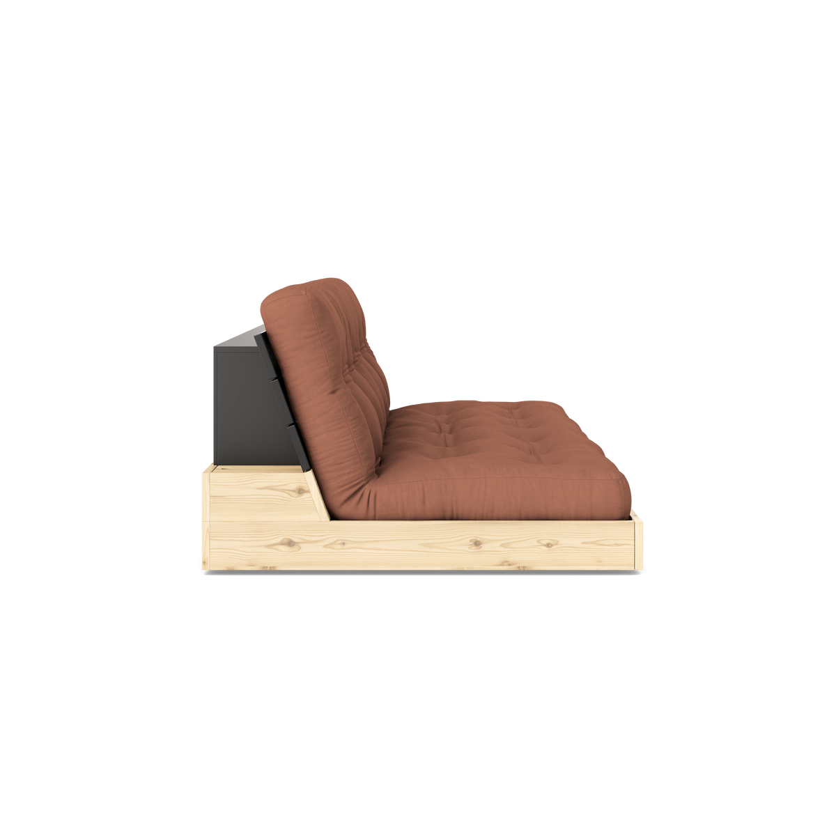 BASE BLACK NIGHT LACQUERED W. 5-LAYER MIXED MATTRESS CLAY BROWN