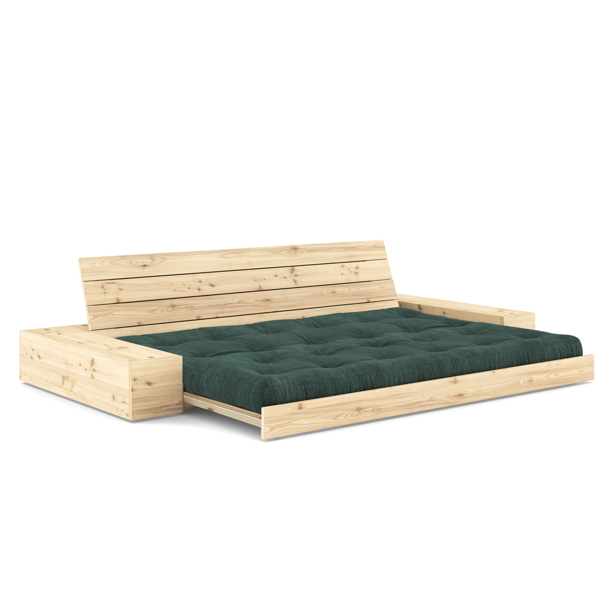 BASE CLEAR LACQUERED W. 2 SIDEBOXES CLEAR W. 5-LAYER MIXED MATTRESS SEAWEED