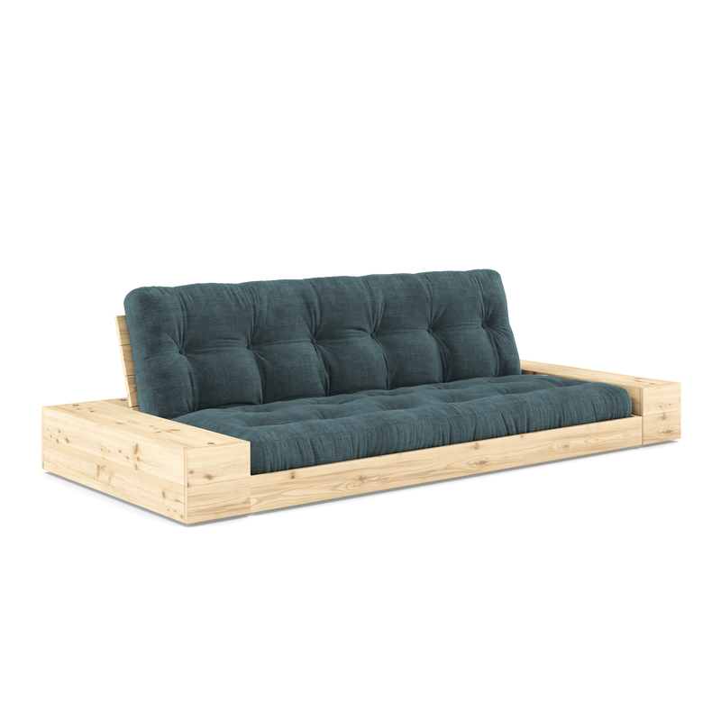BASE CLEAR LACQUERED W. 2 SIDEBOXES CLEAR W. 5-LAYER MIXED MATTRESS PALE BLUE