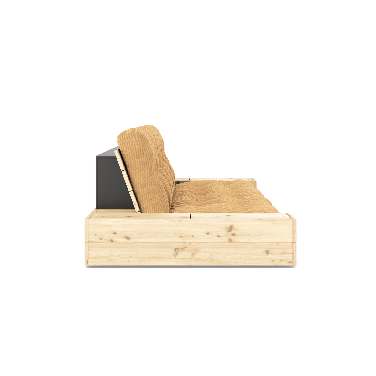 BASE CLEAR LACQUERED W. 2 SIDEBOXES CLEAR W. 5-LAYER MIXED MATTRESS FUDGE BROWN