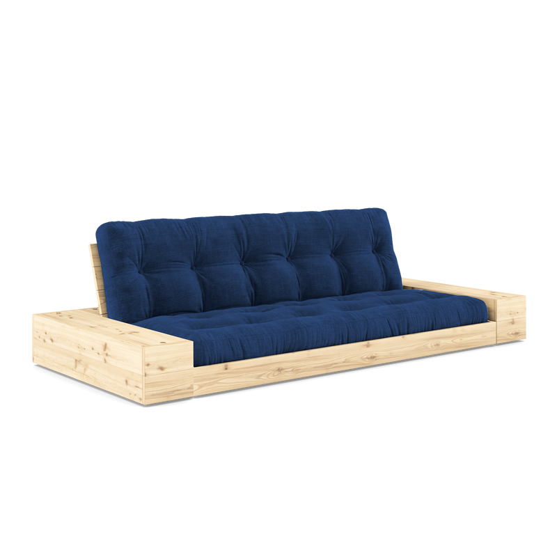 BASE CLEAR LACQUERED W. 2 SIDEBOXES CLEAR W. 5-LAYER MIXED MATTRESS ROYAL BLUE