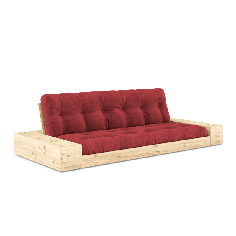 BASE CLEAR LACQUERED W. 2 SIDEBOXES CLEAR W. 5-LAYER MIXED MATTRESS RUBY RED
