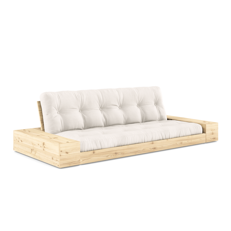 BASE CLEAR LACQUERED W. 2 SIDEBOXES CLEAR W. 5-LAYER MIXED MATTRESS NATURAL