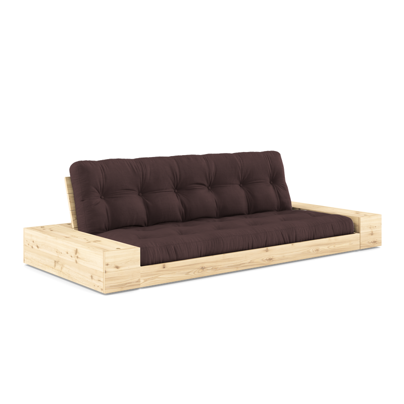 BASE CLEAR LACQUERED W. 2 SIDEBOXES CLEAR W. 5-LAYER MIXED MATTRESS BROWN