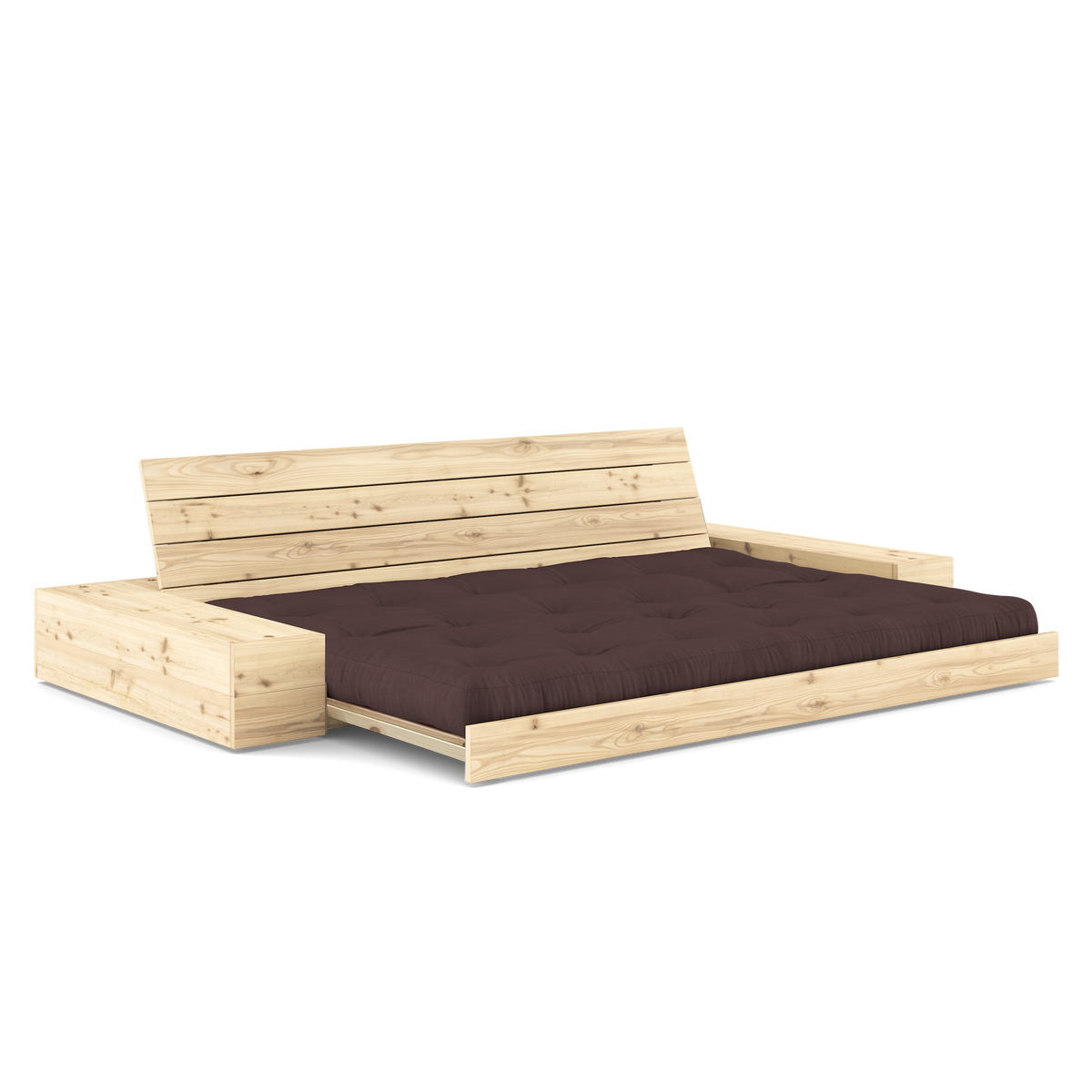 BASE CLEAR LACQUERED W. 2 SIDEBOXES CLEAR W. 5-LAYER MIXED MATTRESS BROWN