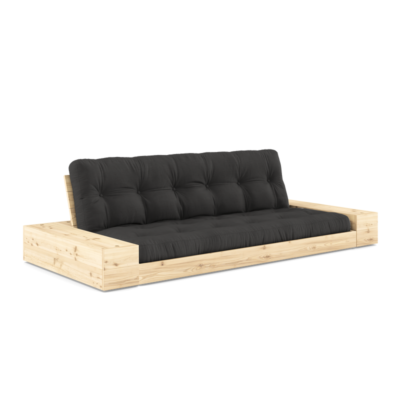 BASE CLEAR LACQUERED W. 2 SIDEBOXES CLEAR W. 5-LAYER MIXED MATTRESS DARK GREY