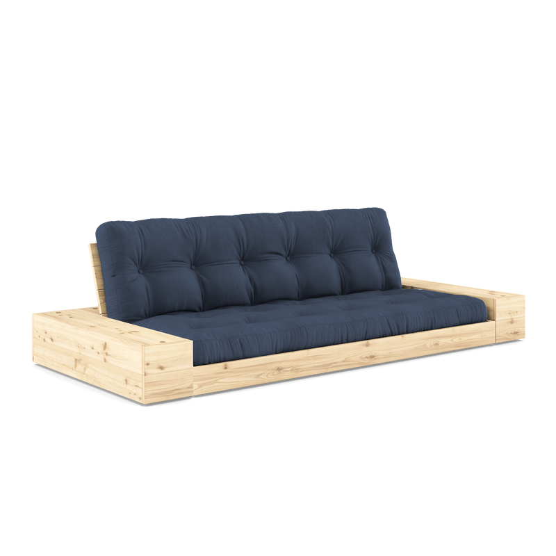 BASE CLEAR LACQUERED W. 2 SIDEBOXES CLEAR W. 5-LAYER MIXED MATTRESS NAVY