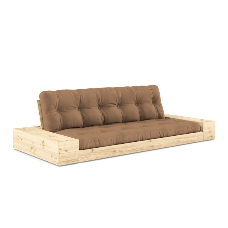 BASE CLEAR LACQUERED W. 2 SIDEBOXES CLEAR W. 5-LAYER MIXED MATTRESS MOCCA