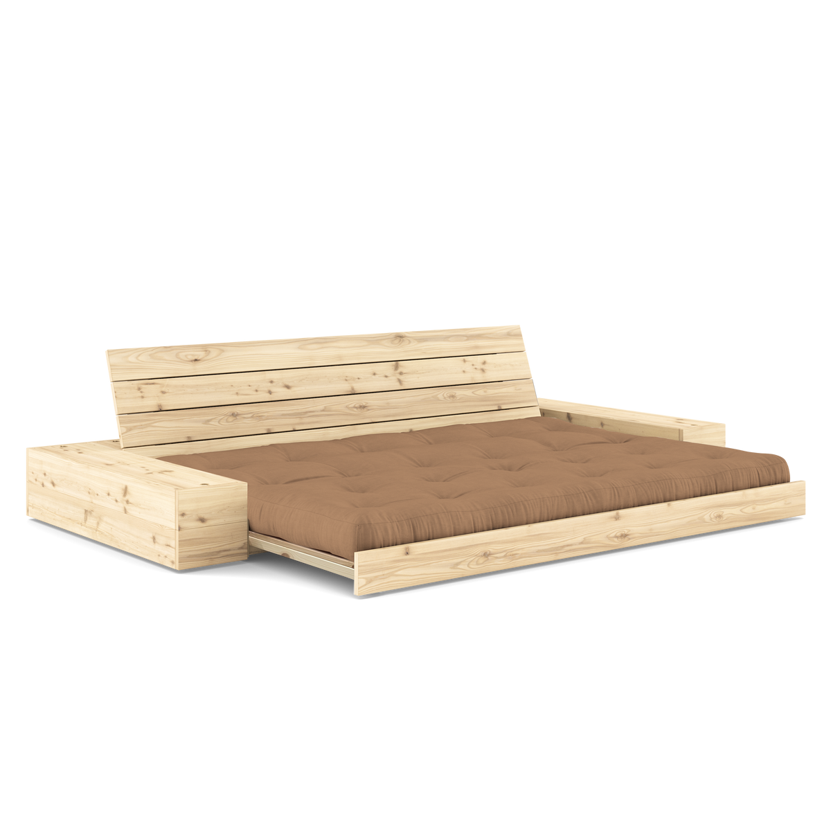 BASE CLEAR LACQUERED W. 2 SIDEBOXES CLEAR W. 5-LAYER MIXED MATTRESS MOCCA