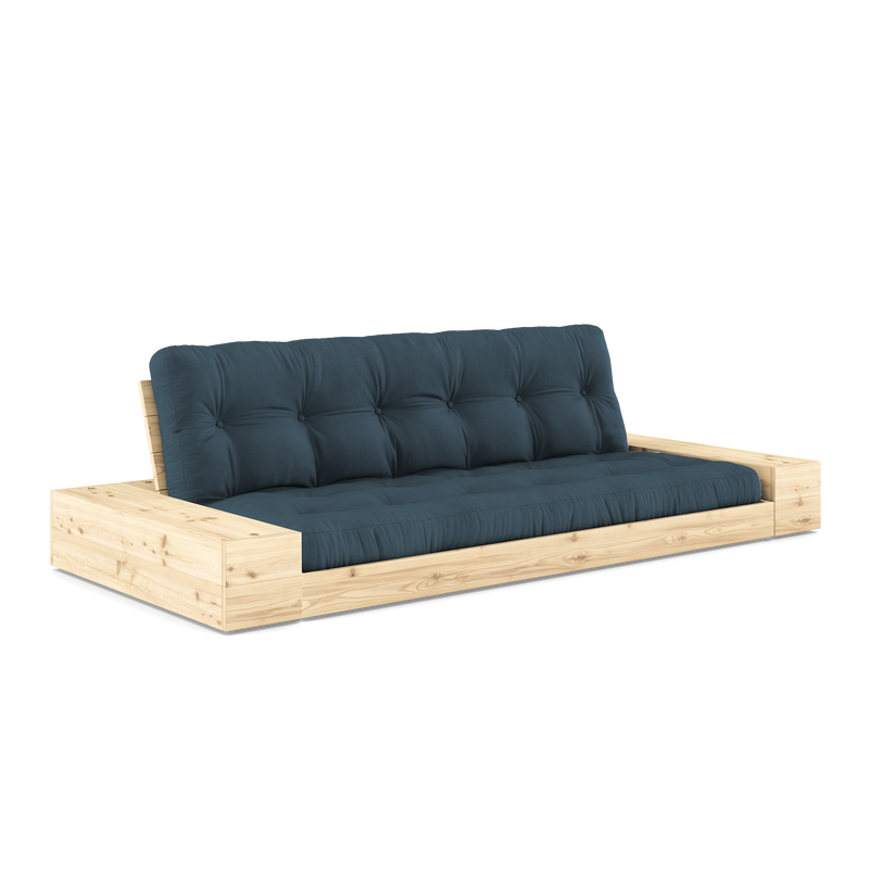 BASE CLEAR LACQUERED W. 2 SIDEBOXES CLEAR W. 5-LAYER MIXED MATTRESS PETROL BLUE