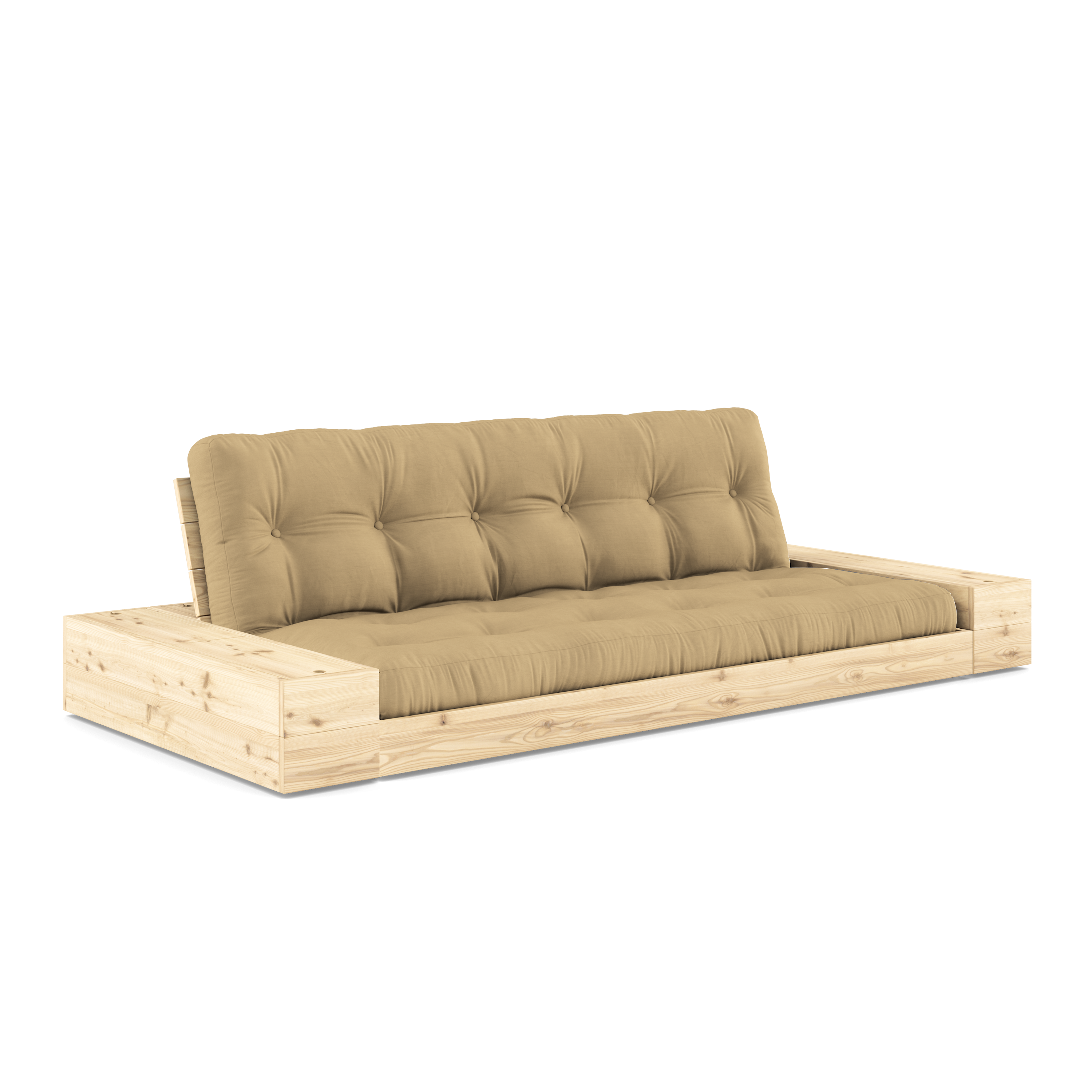 BASE CLEAR LACQUERED W. 2 SIDEBOXES CLEAR W. 5-LAYER MIXED MATTRESS WHEAT BEIGE