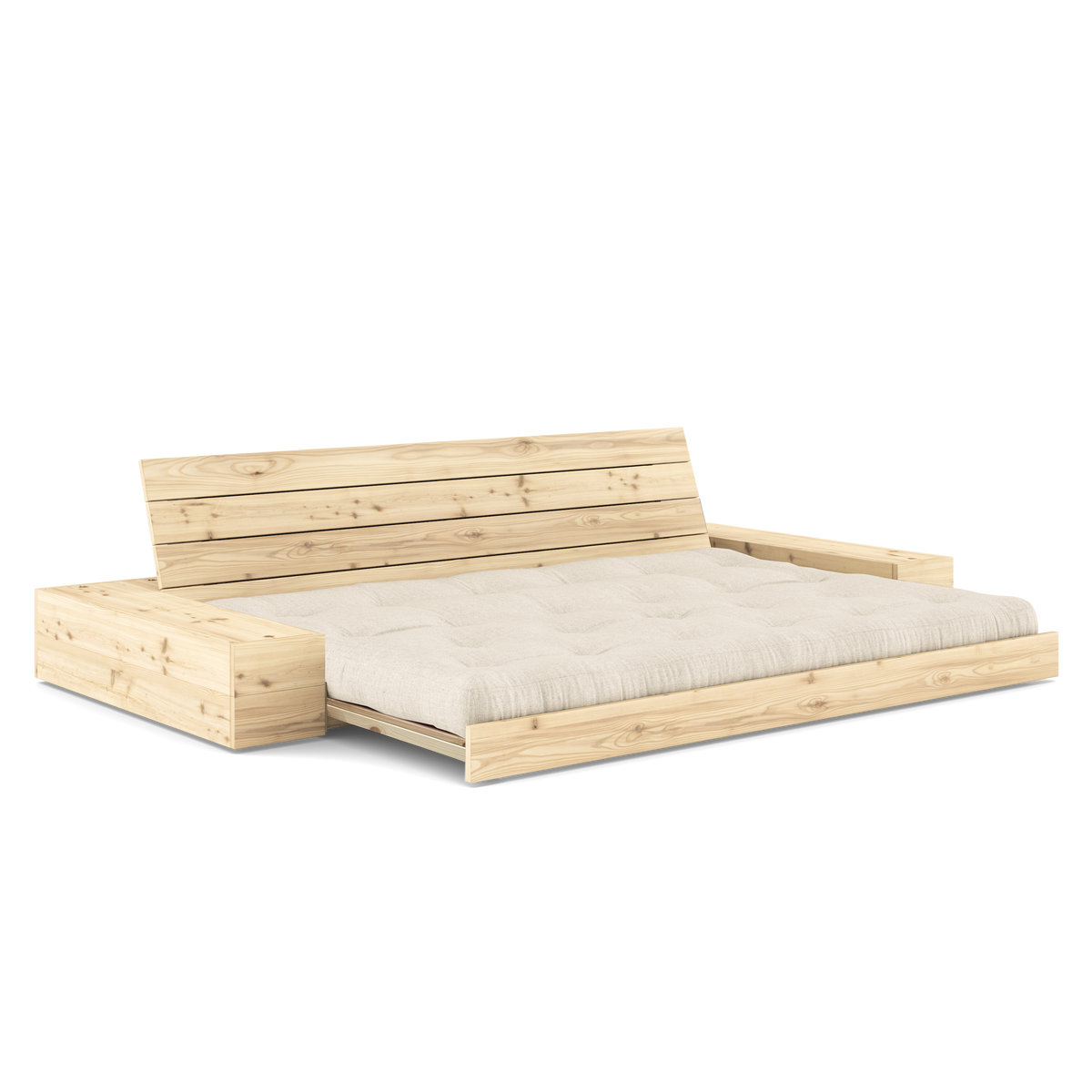 BASE CLEAR LACQUERED W. 2 SIDEBOXES CLEAR W. 5-LAYER MIXED MATTRESS LINEN