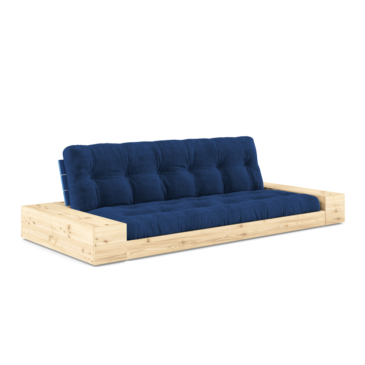 BASE COBALT BLUE LACQUERED W. 2 SIDEBOXES CLEAR W. 5-LAYER MIXED MATTRESS ROYAL BLUE