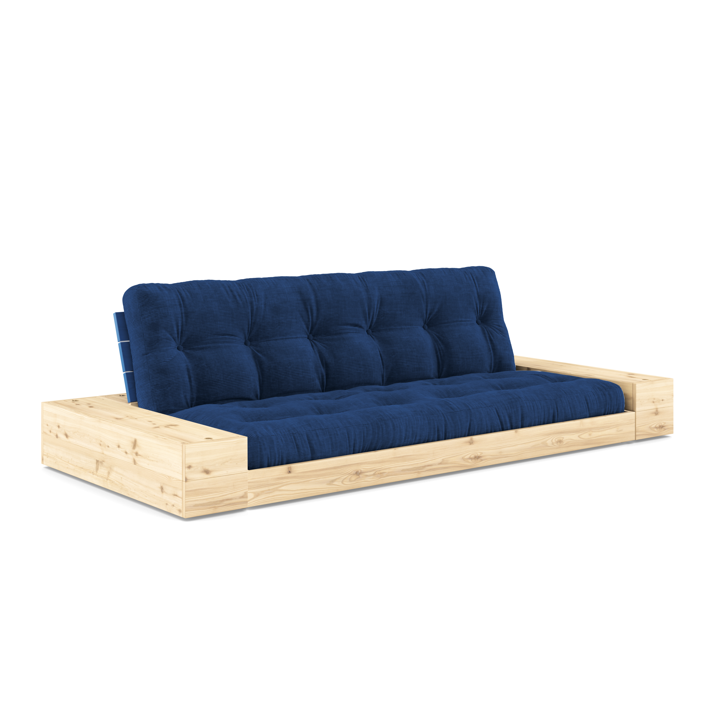 BASE COBALT BLUE LACQUERED W. 2 SIDEBOXES CLEAR W. 5-LAYER MIXED MATTRESS ROYAL BLUE