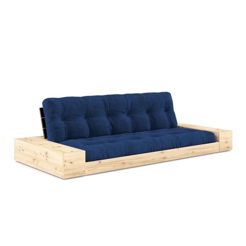 BASE BLACK NIGHT LACQUERED W. 2 SIDEBOXES CLEAR W. 5-LAYER MIXED MATTRESS ROYAL BLUE