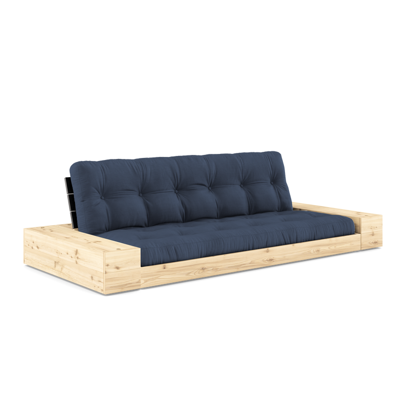 BASE BLACK NIGHT LACQUERED W. 2 SIDEBOXES CLEAR W. 5-LAYER MIXED MATTRESS NAVY