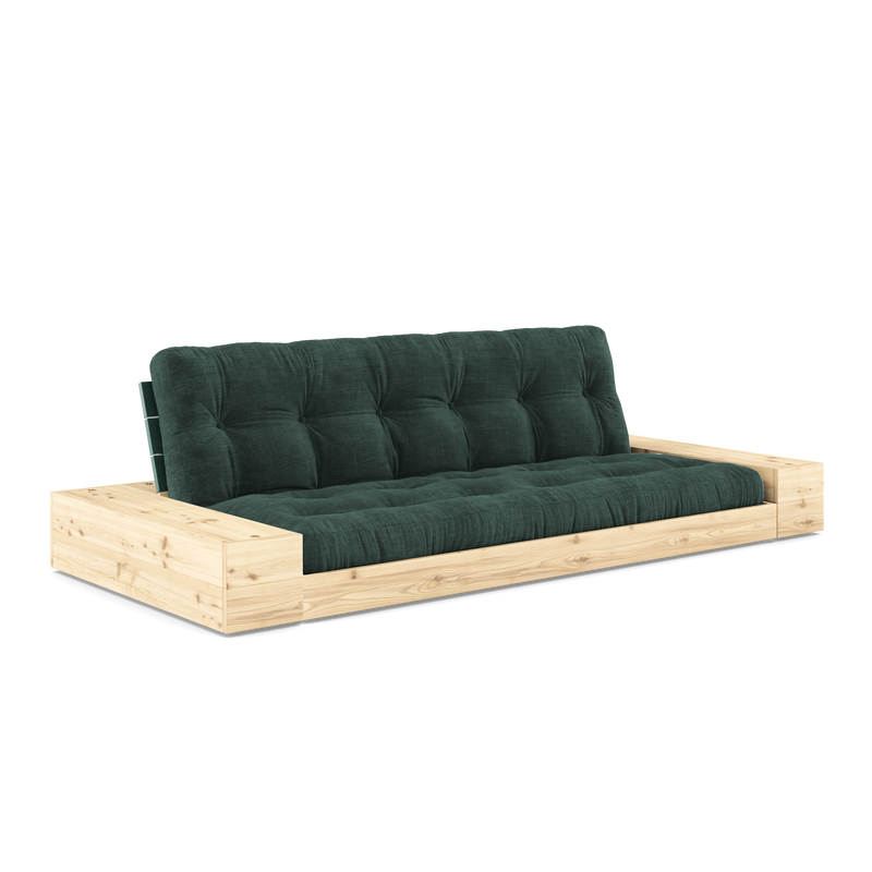 BASE LUSH GREEN LACQUERED W. 2 SIDEBOXES CLEAR W. 5-LAYER MIXED MATTRESS SEAWEED