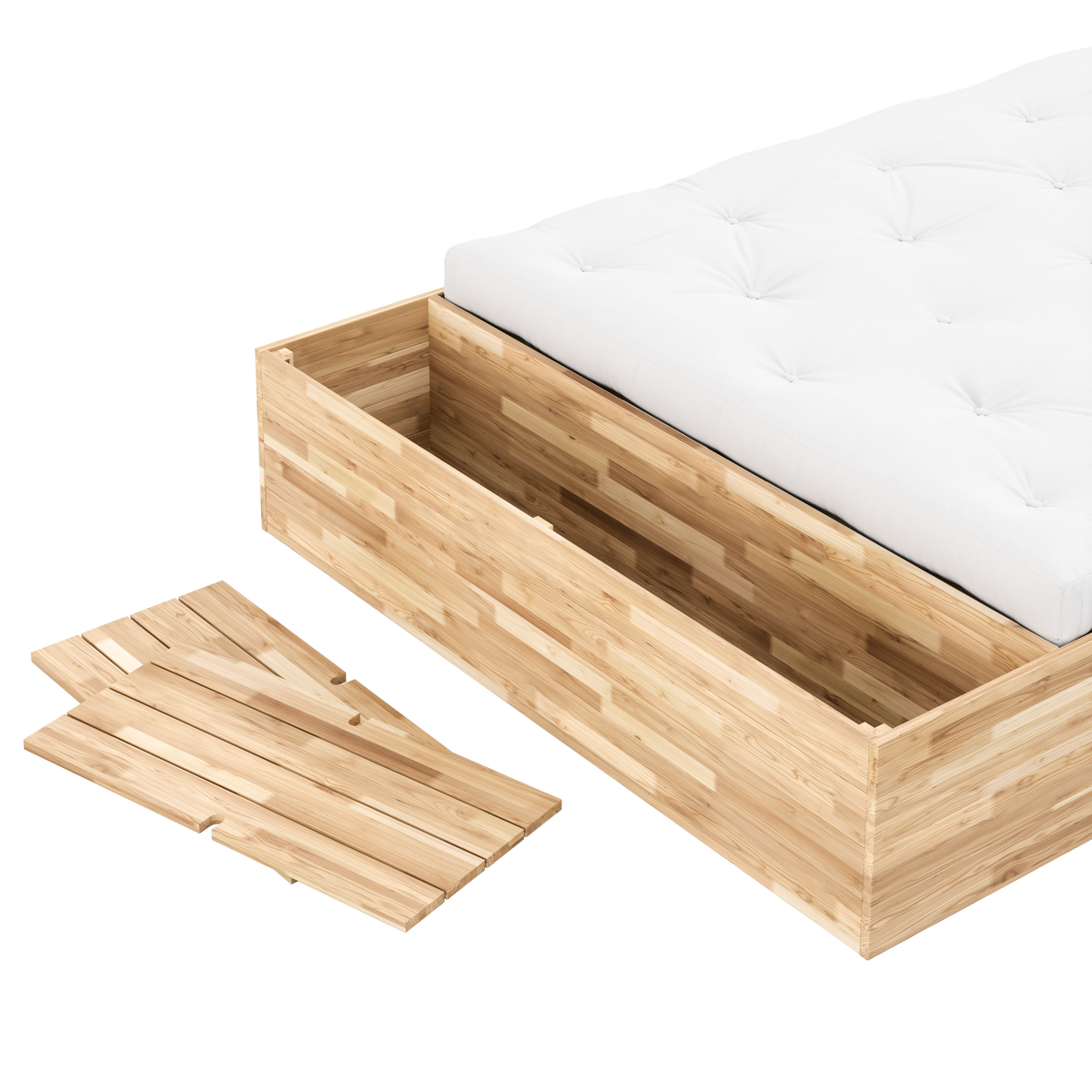 BASEMENT BED CLEAR LACQUERED 160 X 200