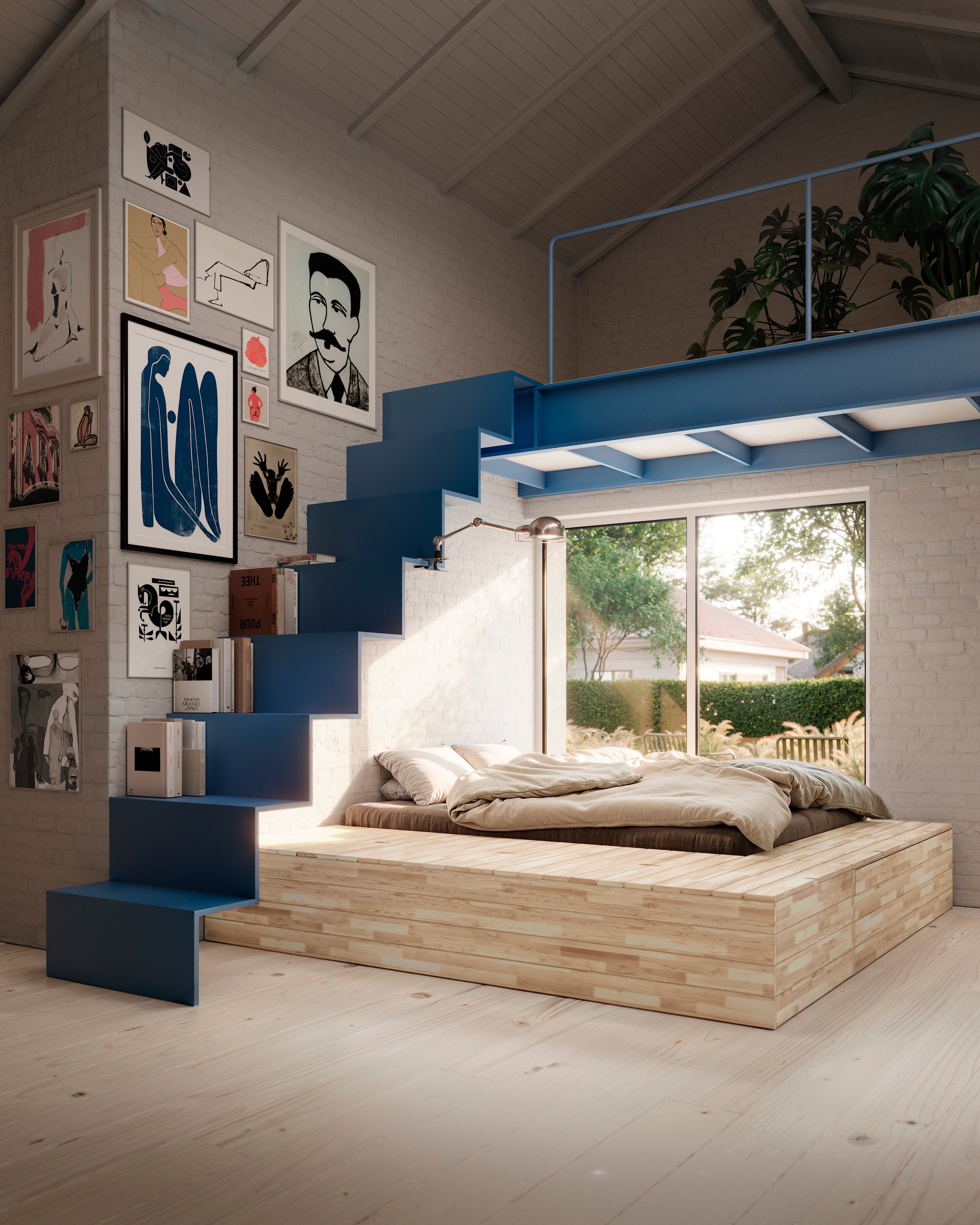 BASEMENT BED CLEAR LACQUERED 160 X 200